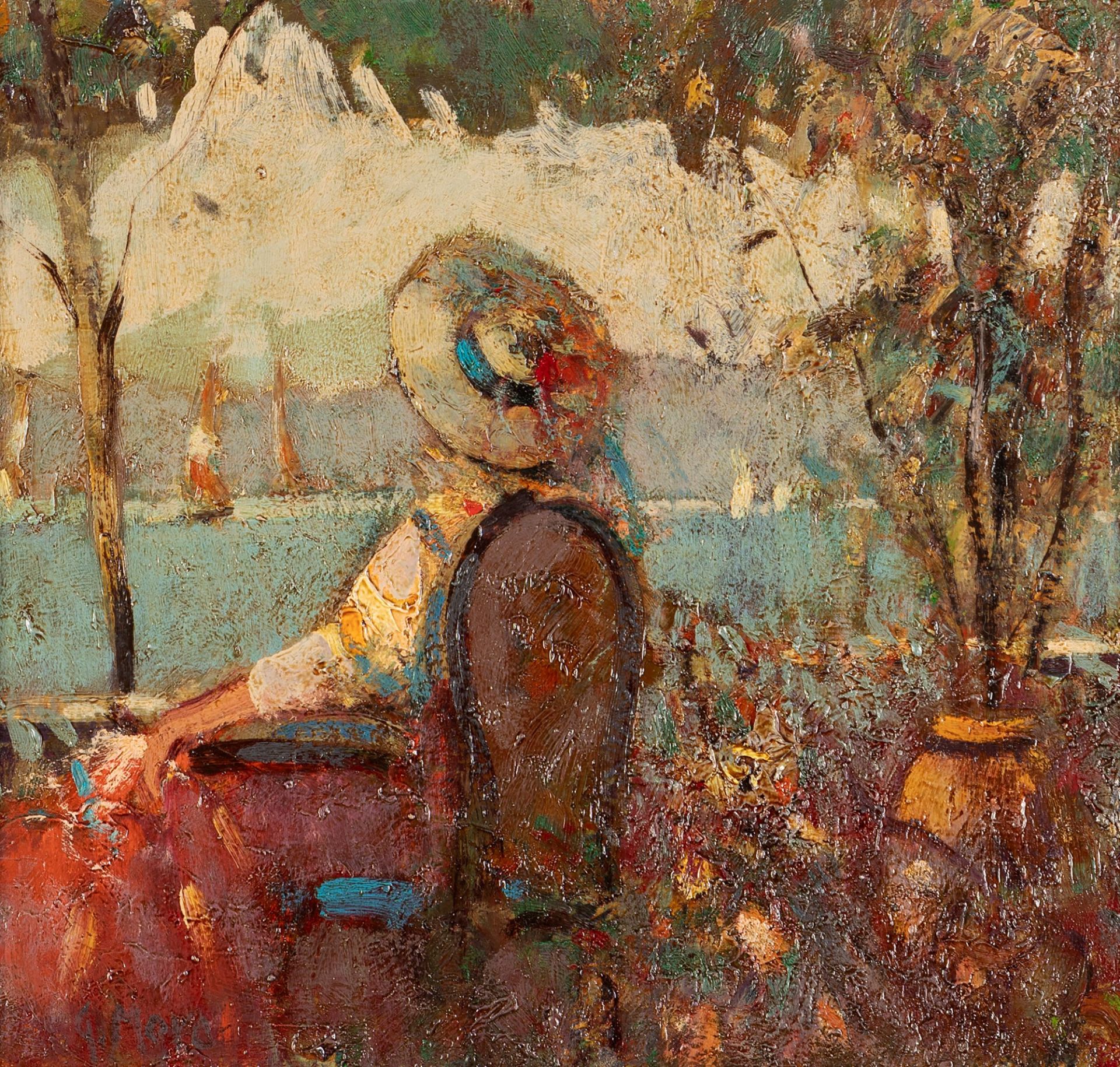 Gino Moro (Milano 1901-1976) - Looking at the lake