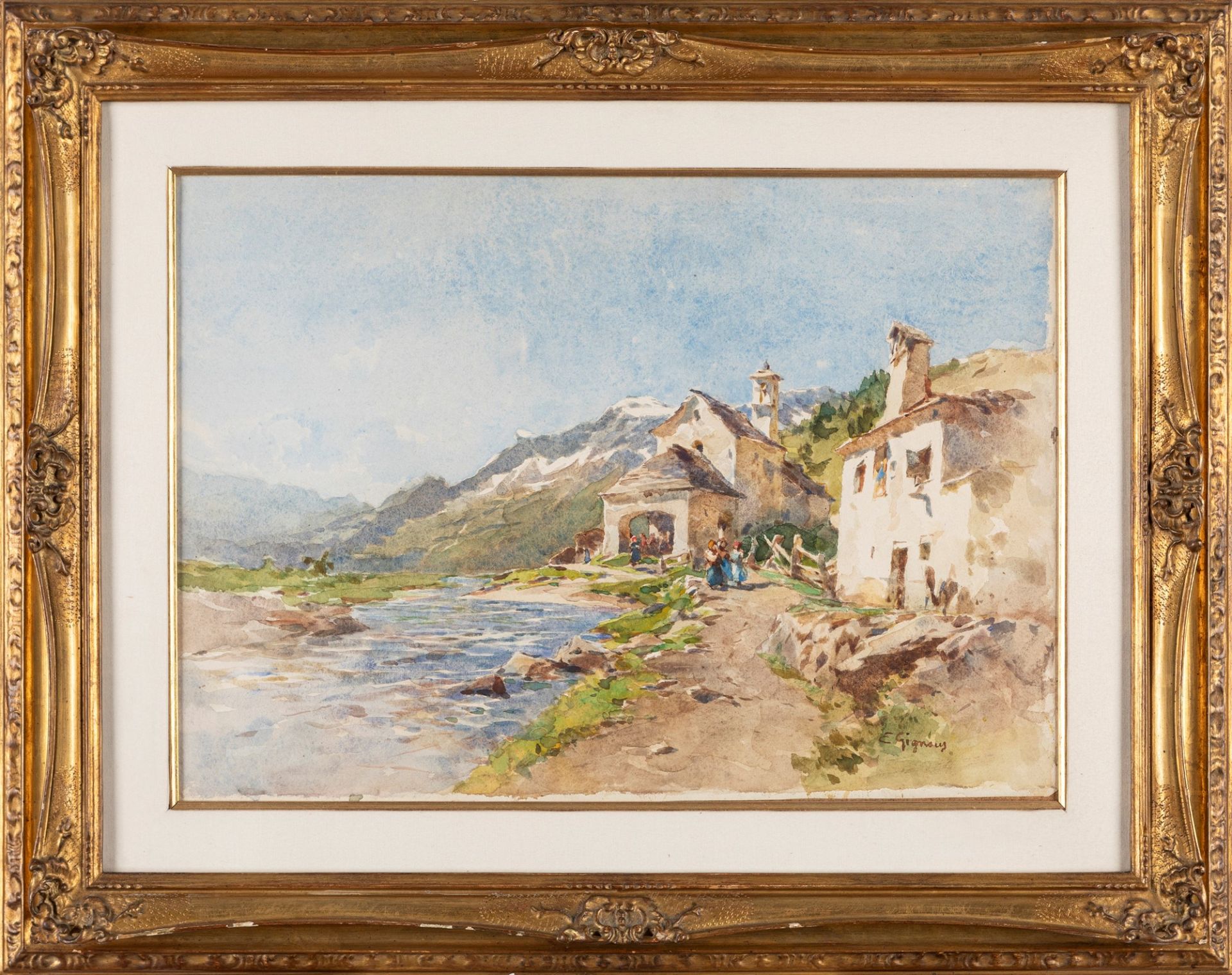 Eugenio Gignous (Milano 1850-Stresa 1906) - Mountain village - Bild 2 aus 3