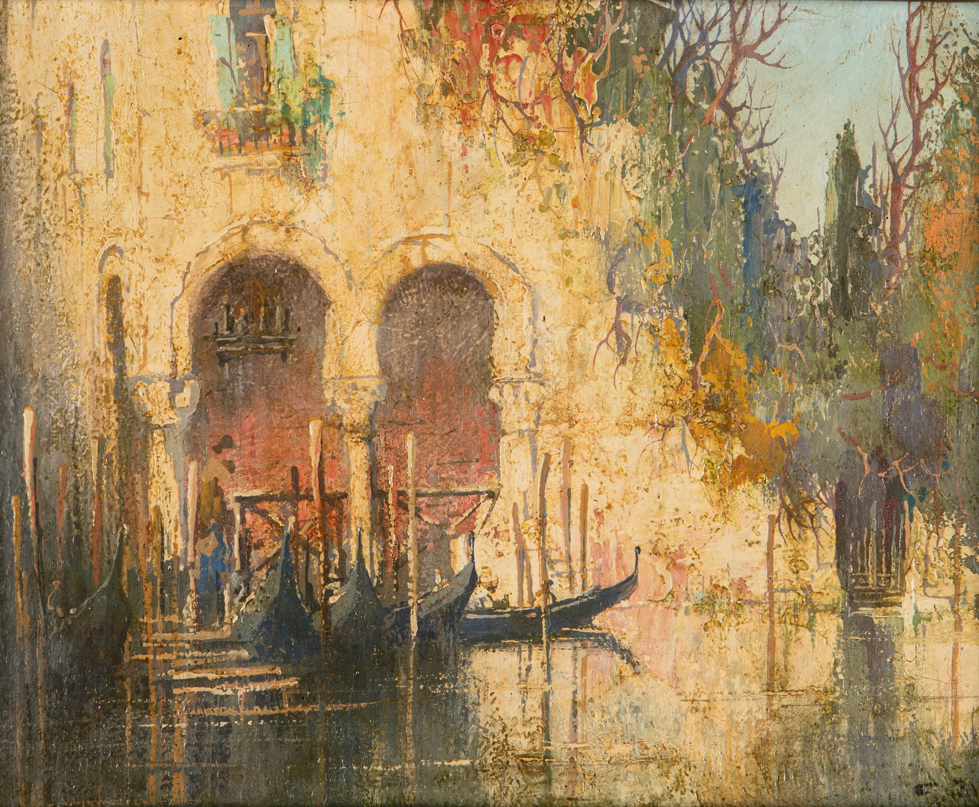 Gennaro Favai (Venezia 1879-1958) - Gondola in Venice