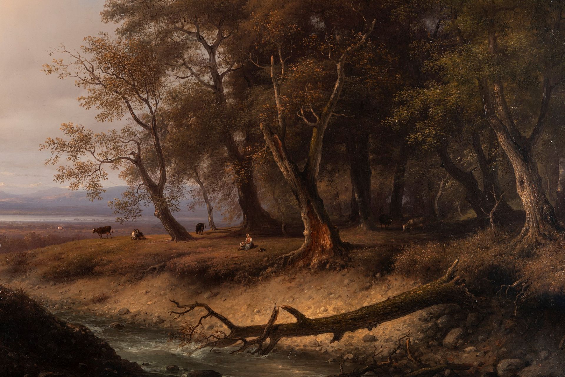 Giuseppe Canella (Verona 1788-Firenze 1847) - Wooded landscape with figures and herds, 1844 - Bild 5 aus 8