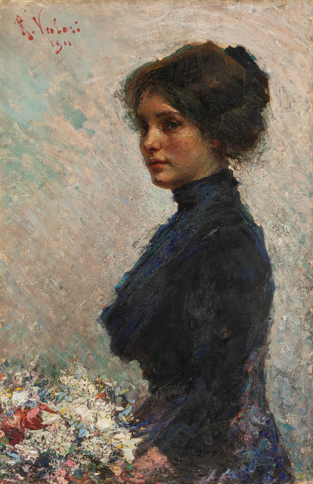 Romano Valori (Milano 1886-Povolaro 1918) - Thoughtful, 1911