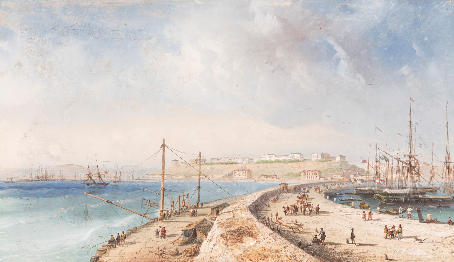 Carlo Bossoli (Lugano 1815-Torino 1884) - View of the Port of Odessa