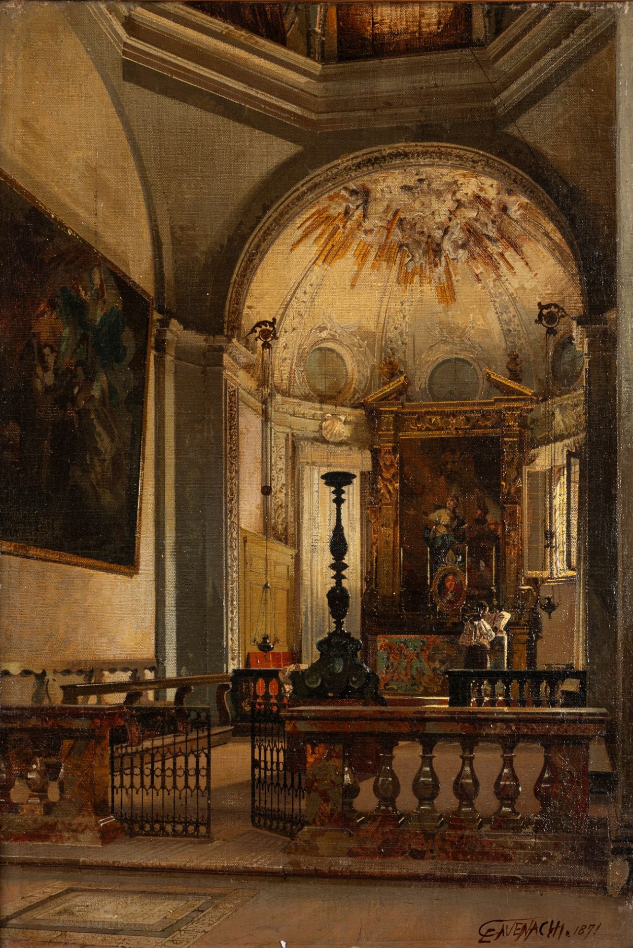 Luigi Cavenaghi (Caravaggio 1844-Milano 1918) - Interior of the Bergamo Cathedral, 1871