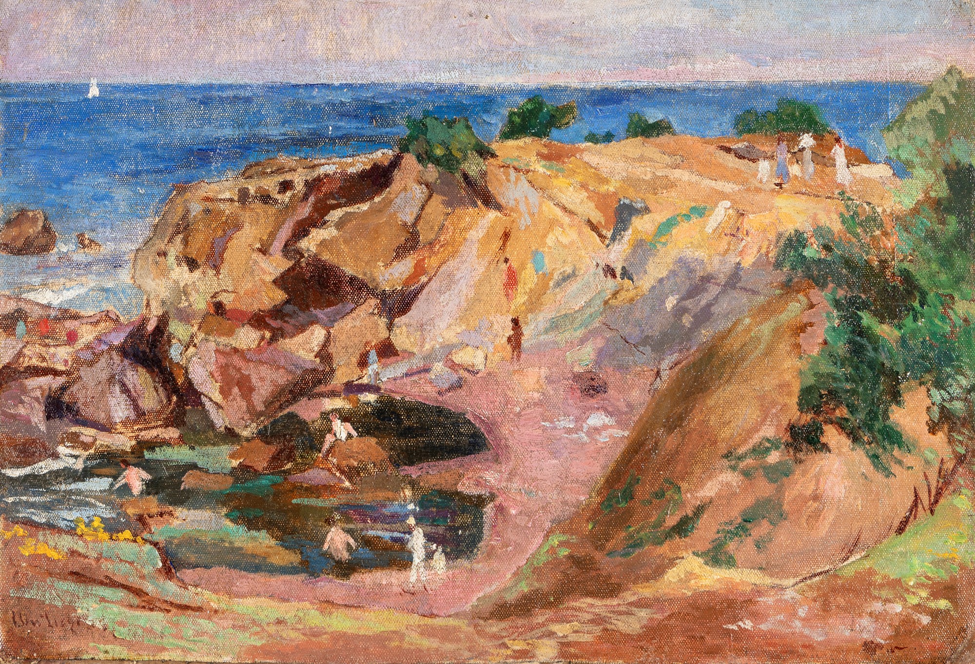 Ulvi Liegi (Livorno 1858-1939) - Marine landscape - Antignano di Livorno
