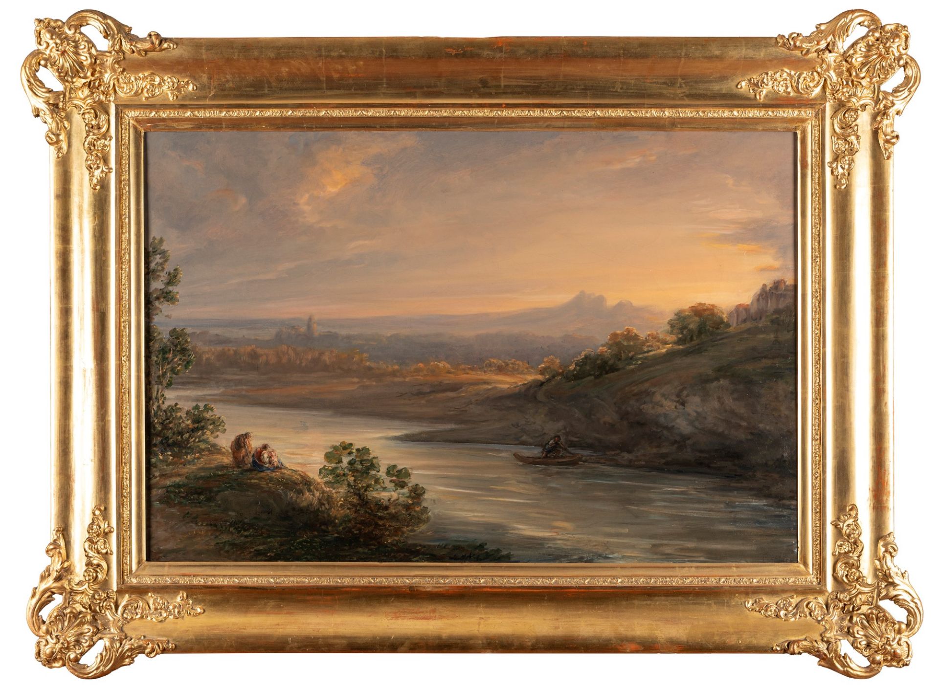 Giovanni Carnovali, detto il Piccio (Montegrino Valtravaglia 1804-Cremona 1873) - River landscape w