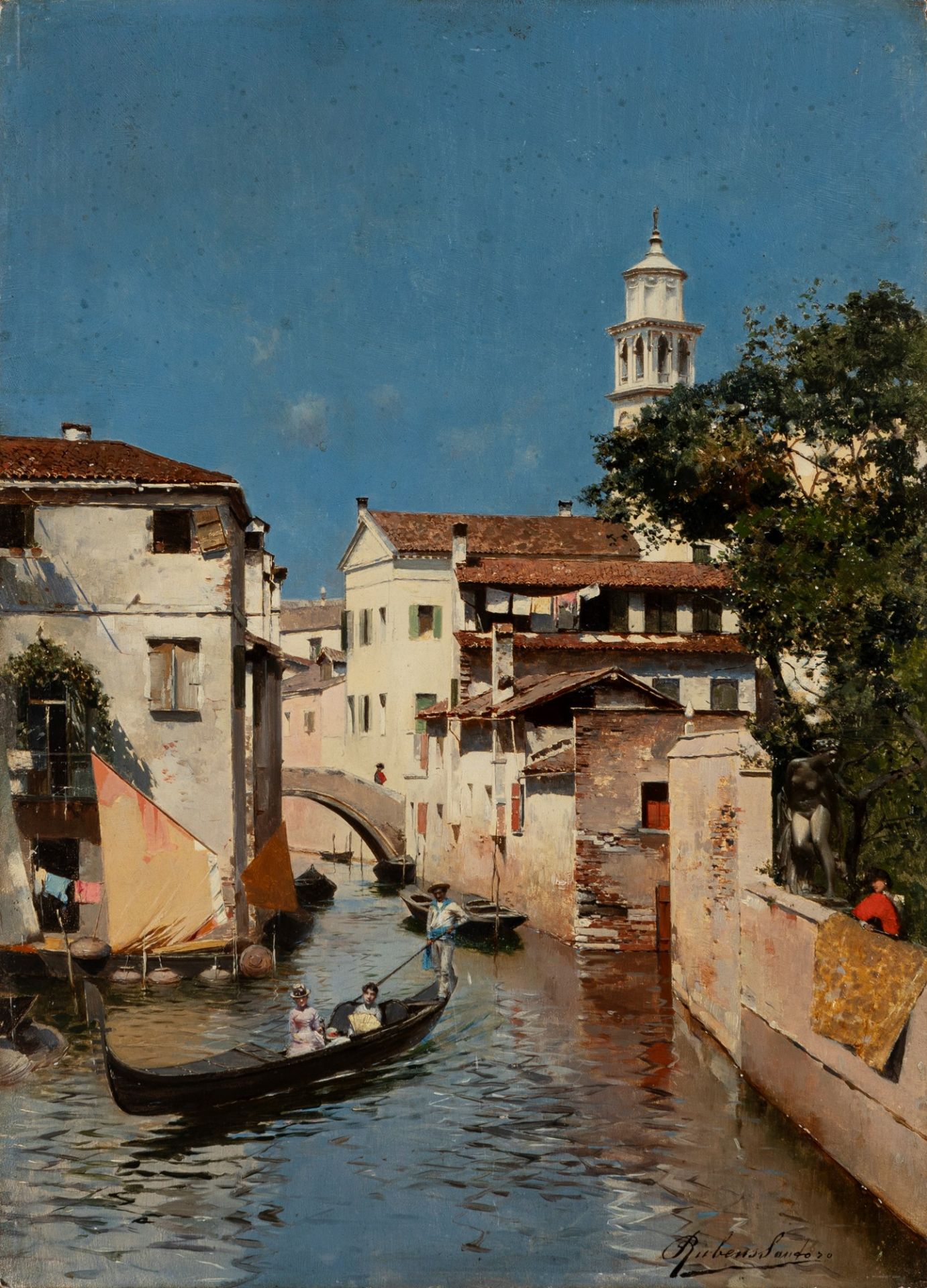 Rubens Santoro (Mongrassano 1859-Napoli 1942) - Venetian Canal