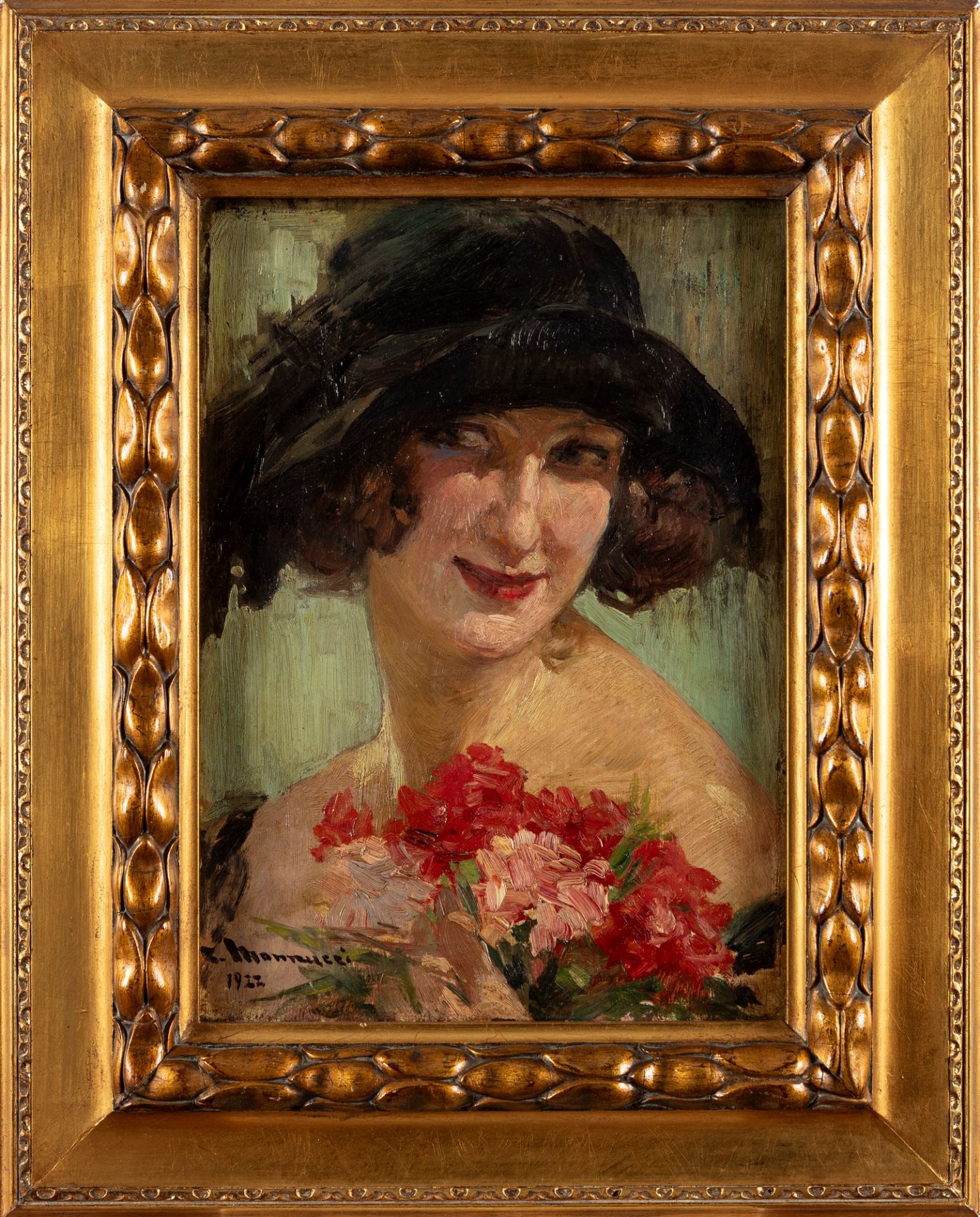 Cipriano Mannucci (Nizza 1882-Firenze 1970) - Woman with flowers, 1922 - Bild 2 aus 3