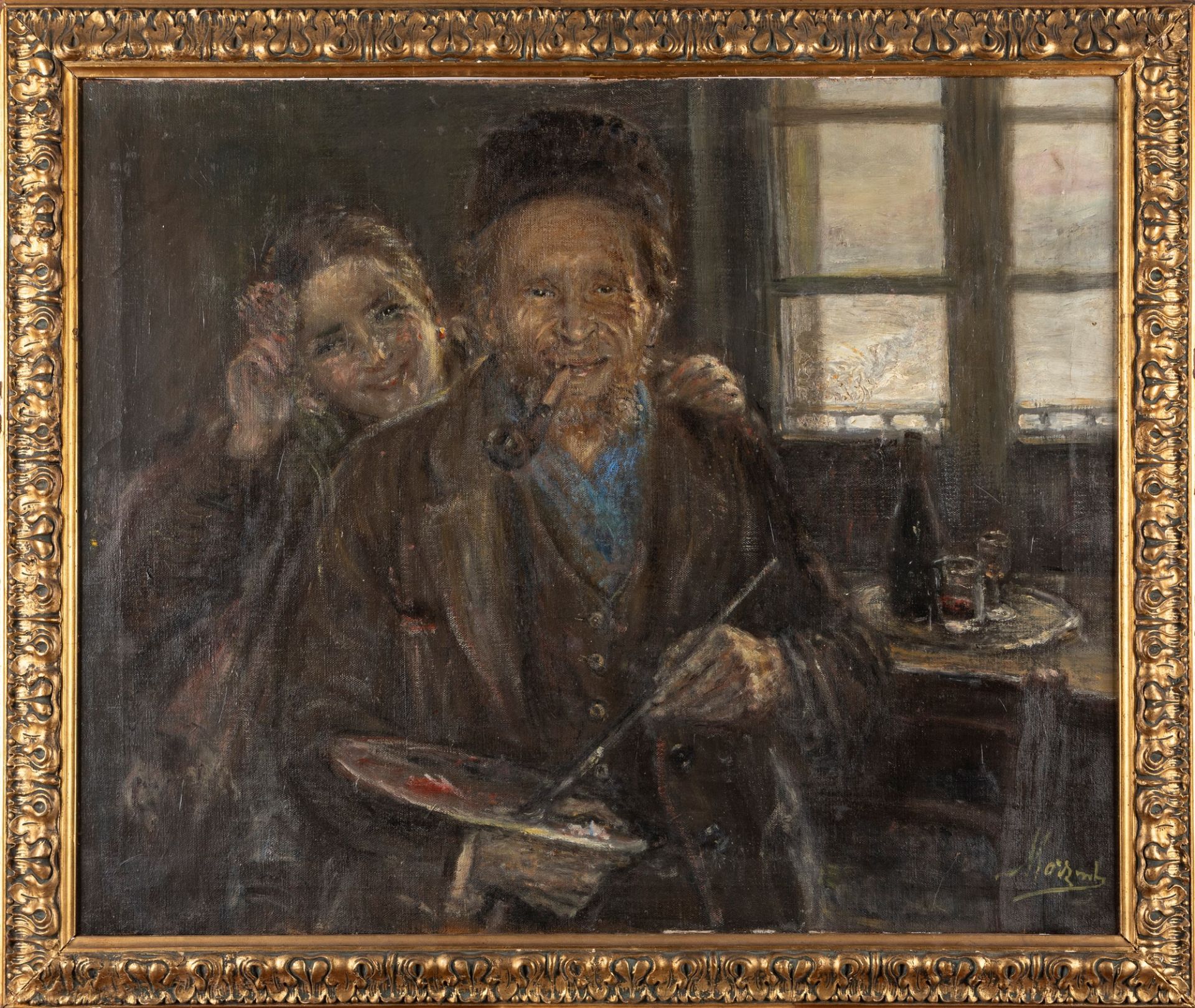 Natale Morzenti (Silvano d'Orba 1884 o 1885-Martinengo 1947) - The painter and the model - Image 2 of 3