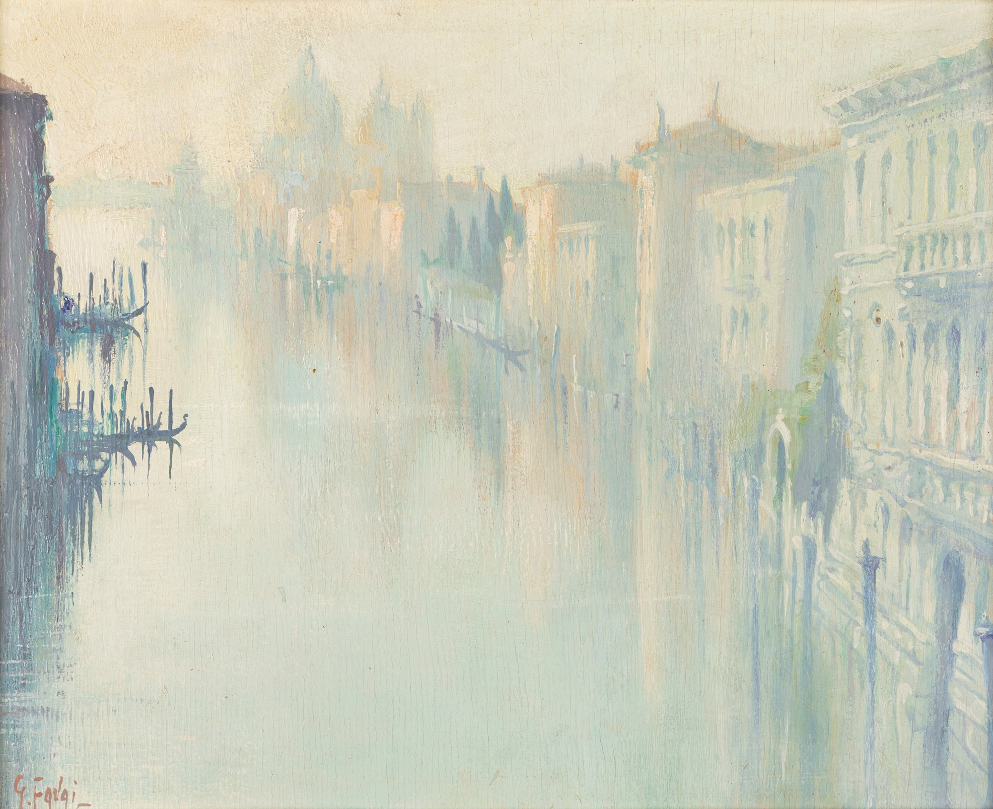 Gennaro Favai (Venezia 1879-1958) - Venice, sunrise from the Accademia bridge