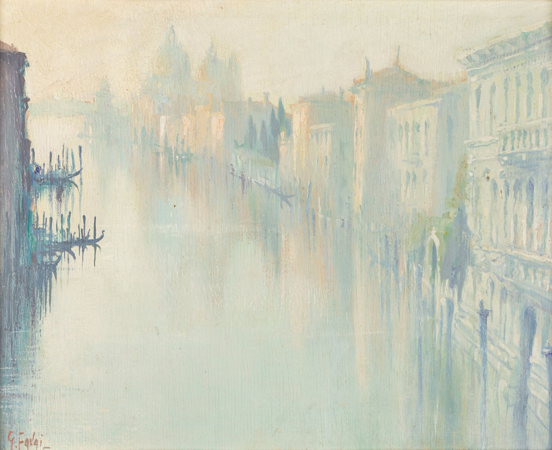 Gennaro Favai (Venezia 1879-1958) - Venice, sunrise from the Accademia bridge