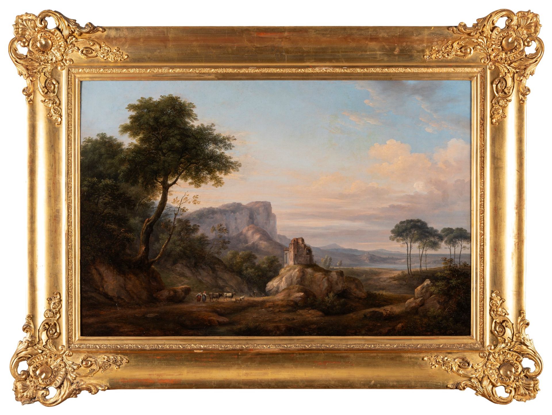 Pietro Ronzoni (Sedrina 1781-Bergamo 1862) - Mountainous landscape with walking farmers, 1848