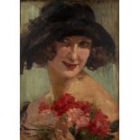 Cipriano Mannucci (Nizza 1882-Firenze 1970) - Woman with flowers, 1922