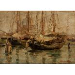 Lucia Ponga degli Ancillo (Venezia 1887-Vittorio Veneto 1966) - Venice, boats at Basilica del Reden