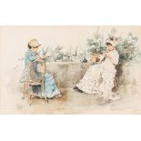 Tito Lessi (Firenze 1858-1917) - Paris, two women in the garden