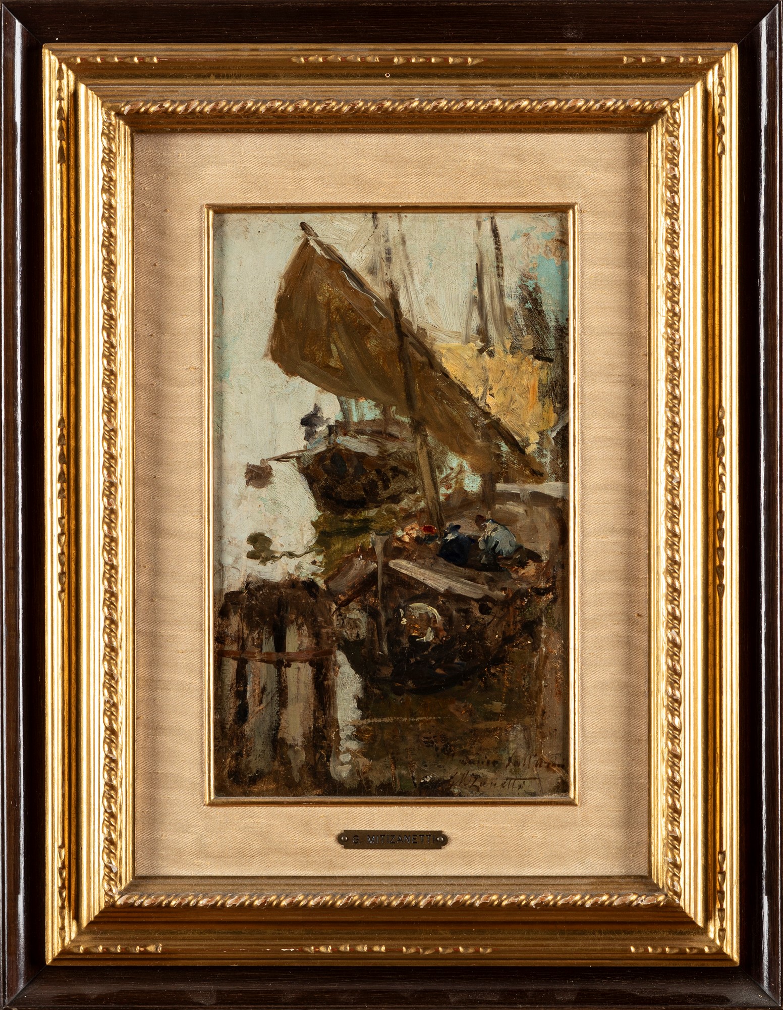 Giuseppe Miti Zanetti (Modena 1859-Milano 1929) - At the port - Image 2 of 3