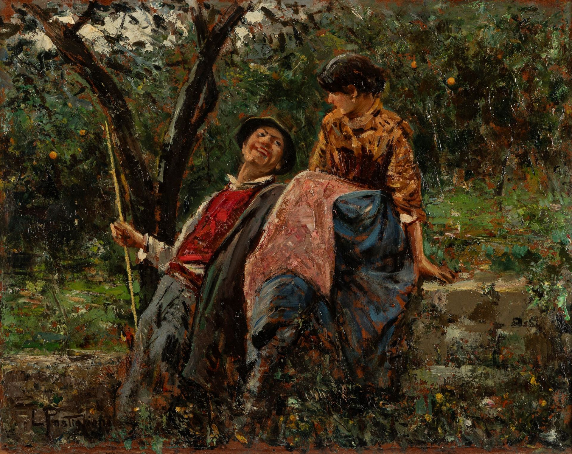 Luca Postiglione (Napoli 1876-1936) - The courting