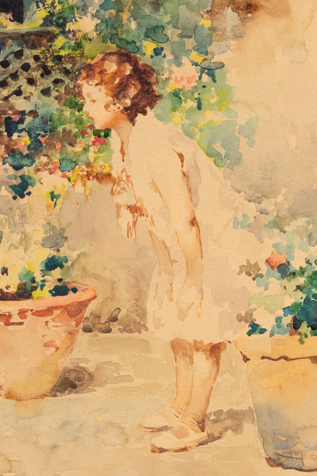 Vincenzo Irolli (Napoli 1860-1949) - Little girl in the garden - Image 3 of 5