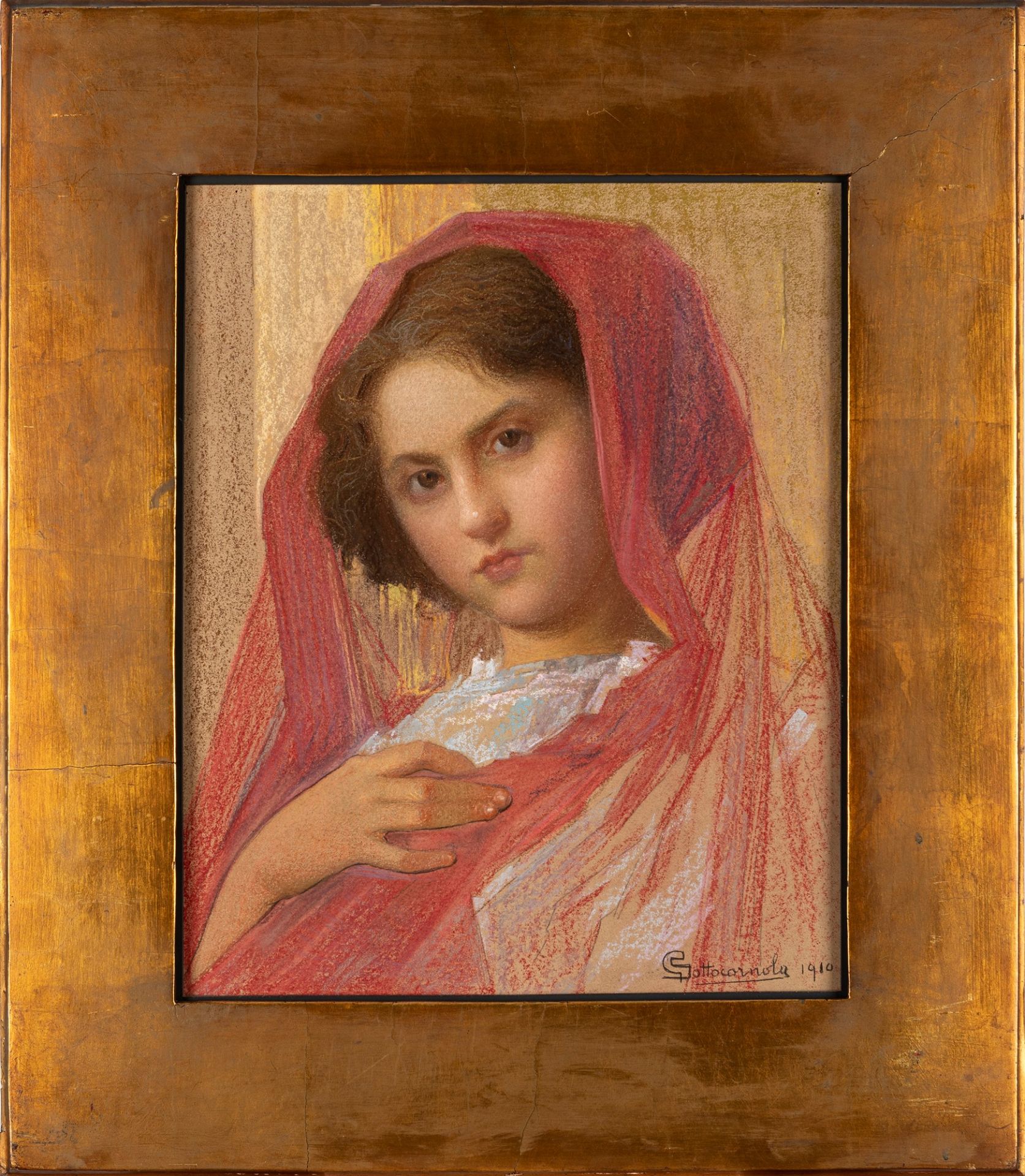 Giovanni Sottocornola (Milano 1855-Milano 1917) - Girl portrait, 1910 - Image 2 of 3