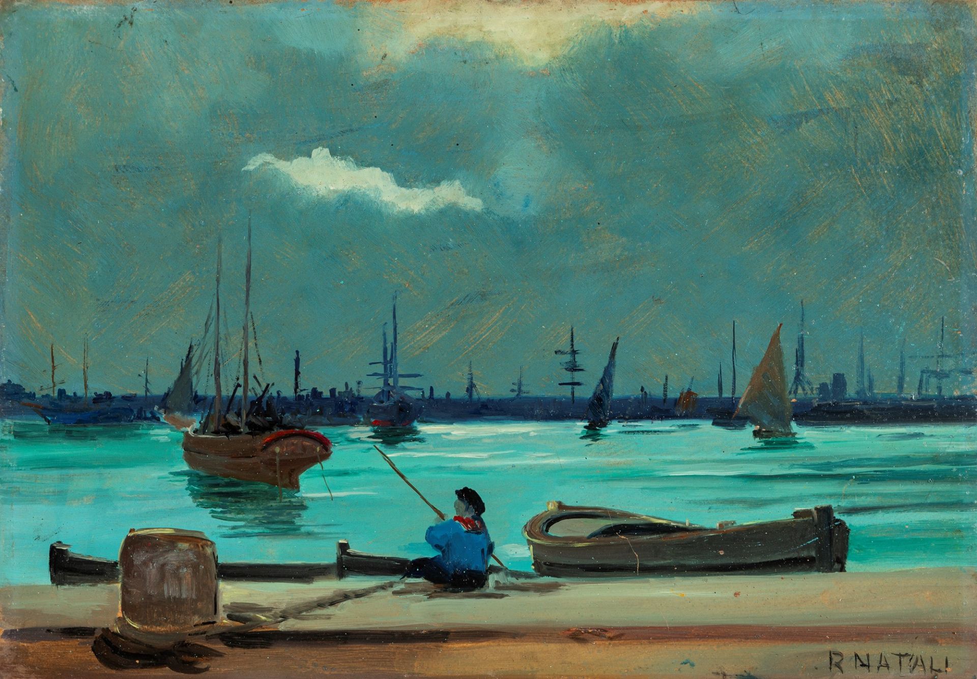 Renato Natali (Livorno 1883-1979) - Fisherman at the port of Livorno