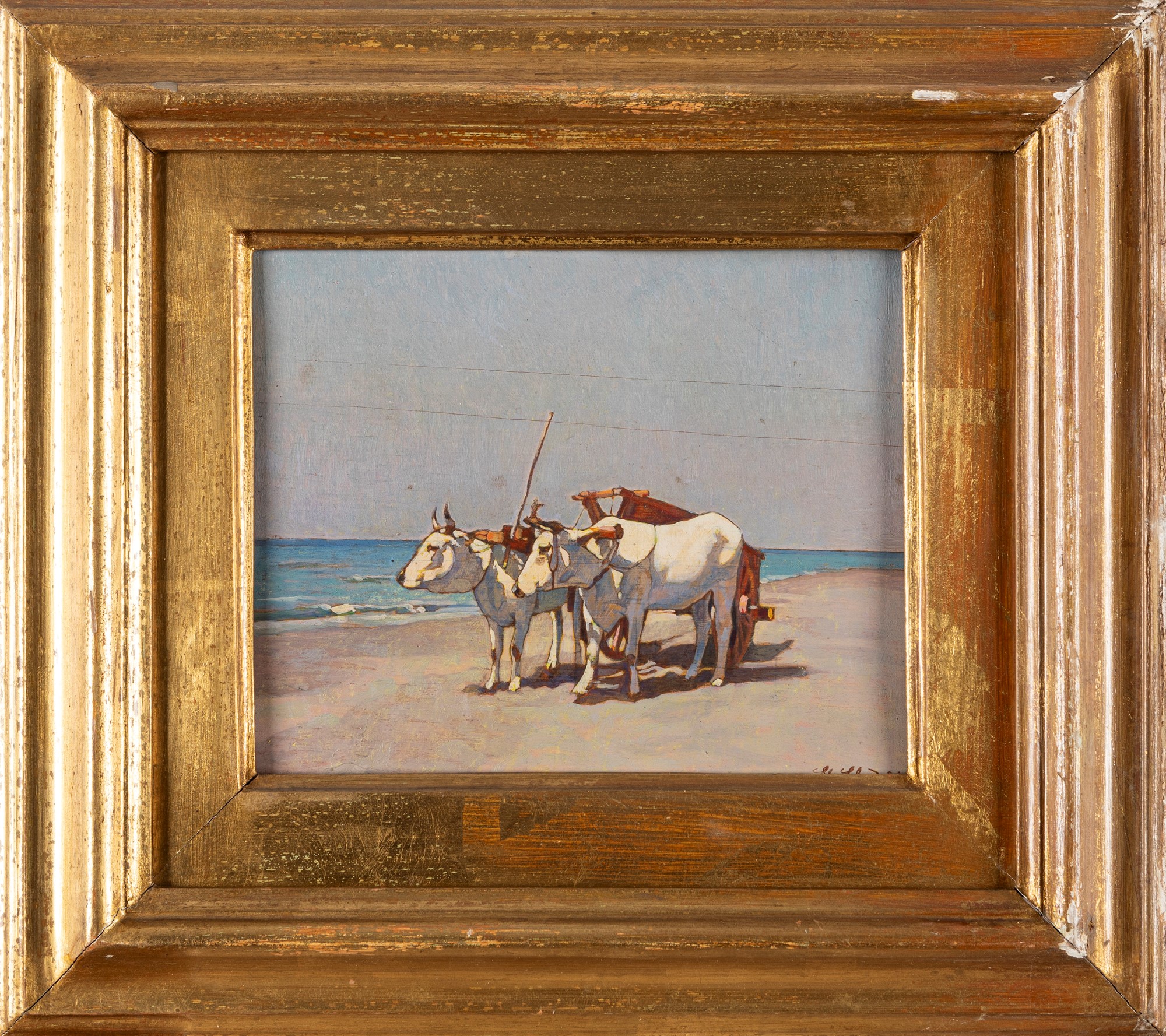 Llewelyn Lloyd (Livorno 1879-Firenze 1949) - Oxen on the beach, 1934 - Image 2 of 3