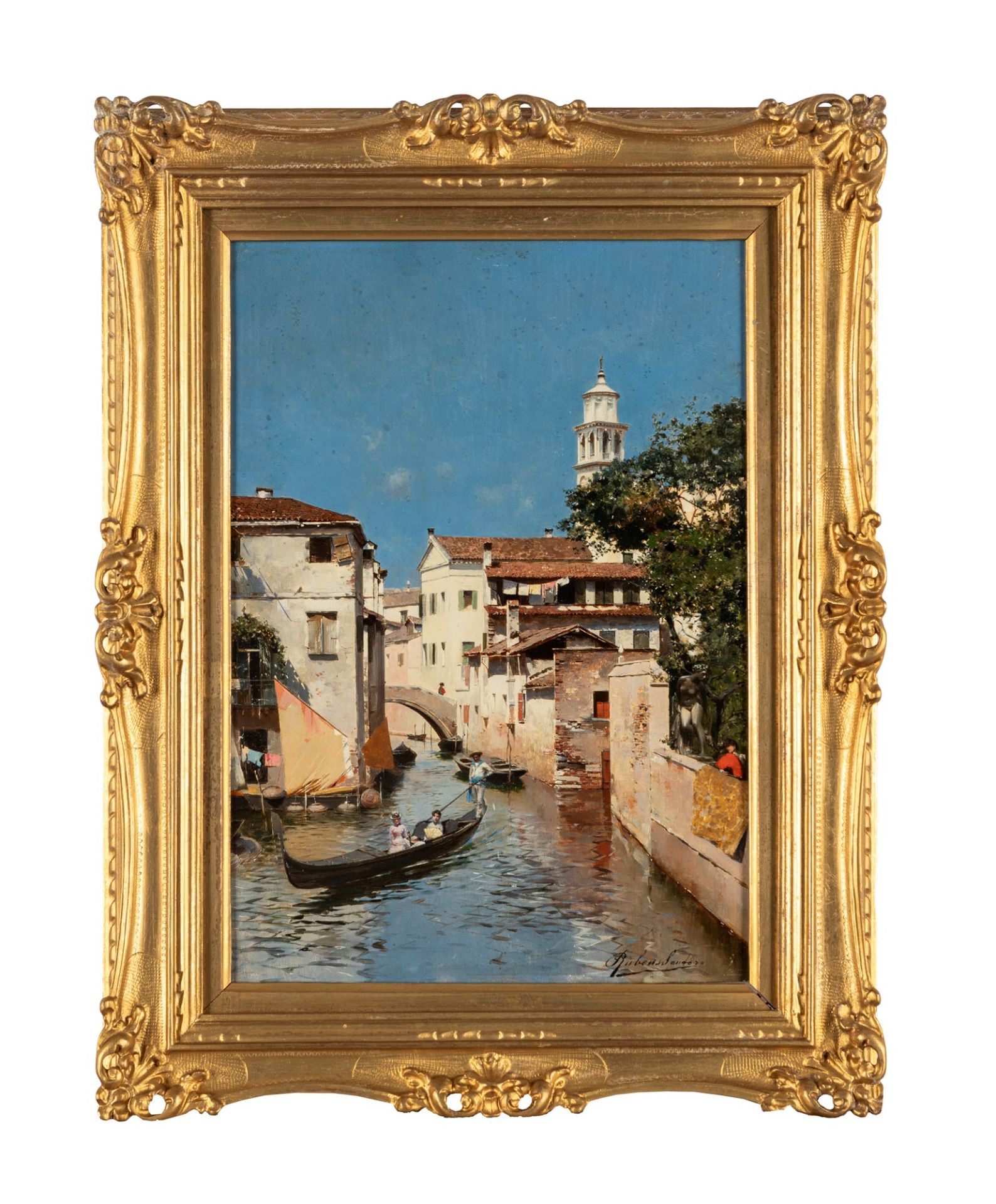 Rubens Santoro (Mongrassano 1859-Napoli 1942) - Venetian Canal - Image 2 of 9