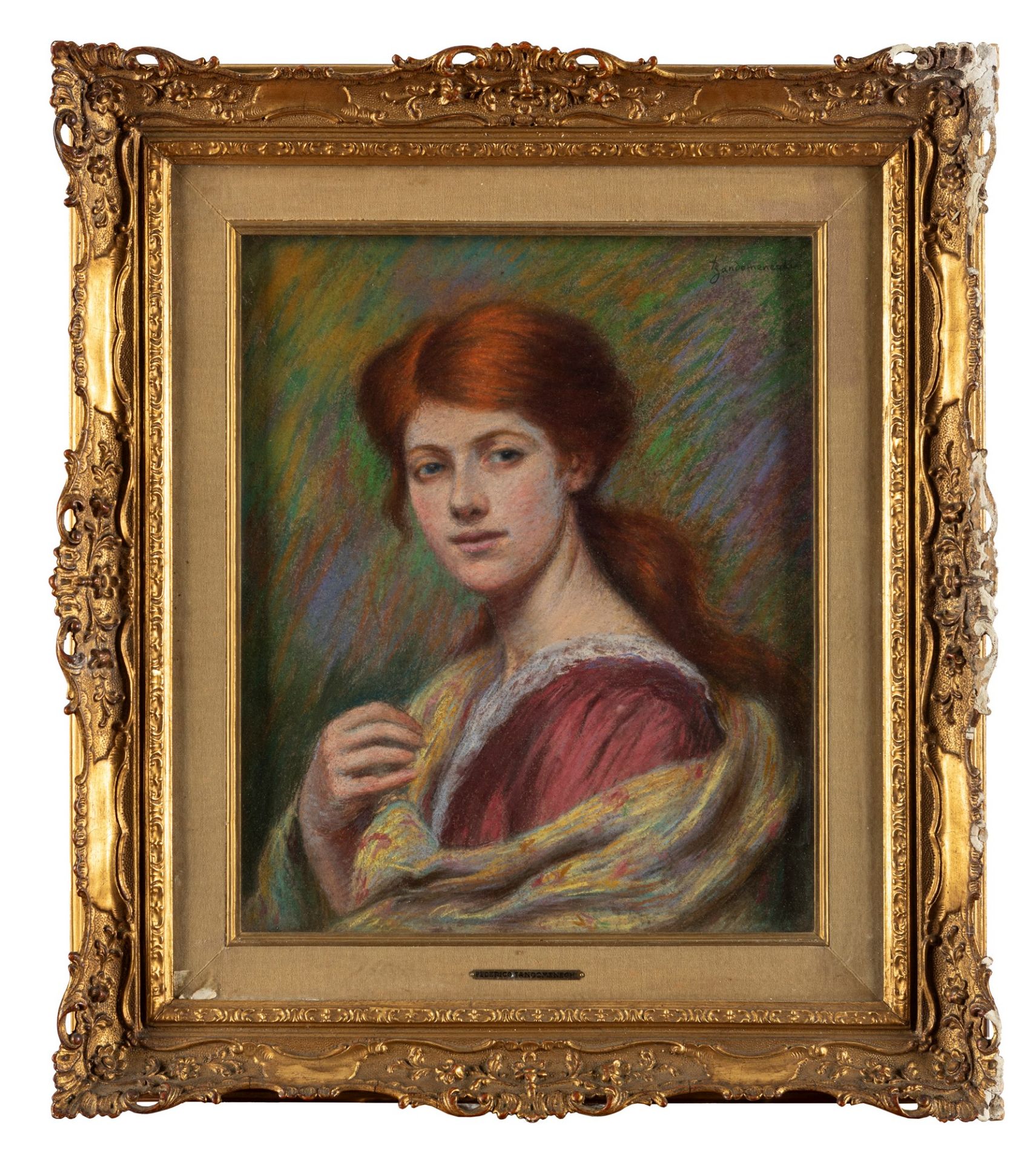 Federico Zandomeneghi (Venezia 1841-Parigi 1917) - Young lady with yellow shawl - Bild 2 aus 6