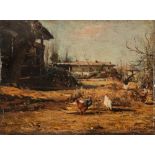 Emilio Borsa (Monza 1857-1931) - Lombard countryside (Farmhouse courtyard)