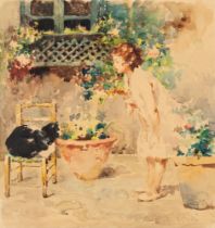 Vincenzo Irolli (Napoli 1860-1949) - Little girl in the garden