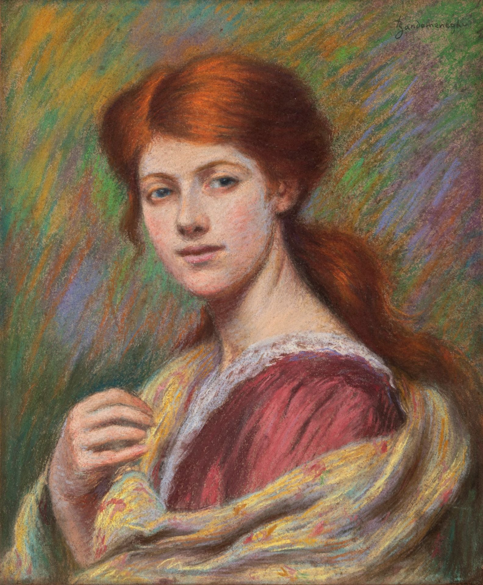 Federico Zandomeneghi (Venezia 1841-Parigi 1917) - Young lady with yellow shawl