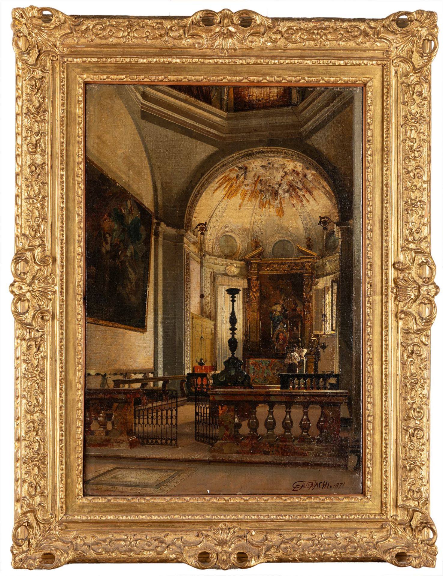 Luigi Cavenaghi (Caravaggio 1844-Milano 1918) - Interior of the Bergamo Cathedral, 1871 - Image 2 of 3