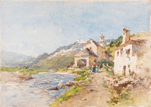 Eugenio Gignous (Milano 1850-Stresa 1906) - Mountain village