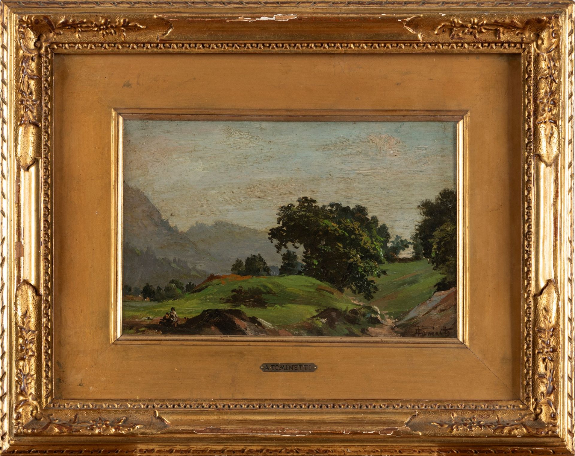 Achille Tominetti (Milano 1848-Miazzina 1917) - Landscape with figures - Bild 2 aus 3