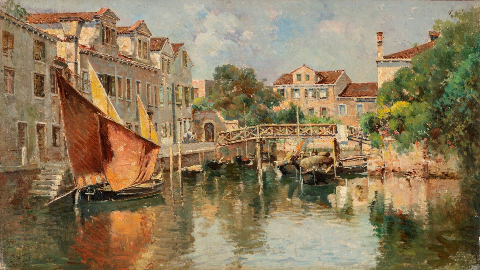 Antonio Reyna Manescau (Coin 1859-Roma 1937) - Venetian canal