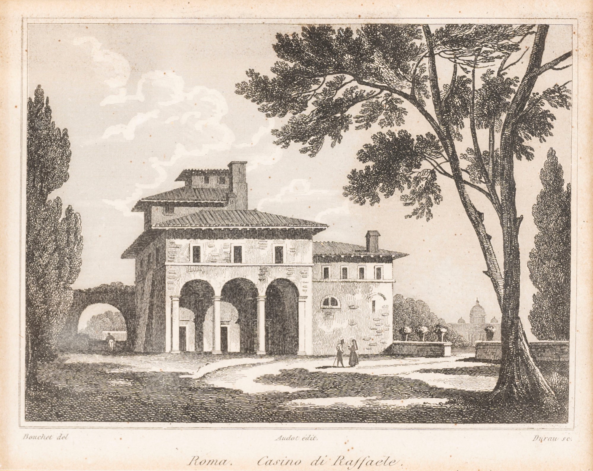 Jules-Frédéric Bouchet (Parigi 1799-1860) - Two prints depicting Villa Pia in Vaticano and the Casi - Image 2 of 6