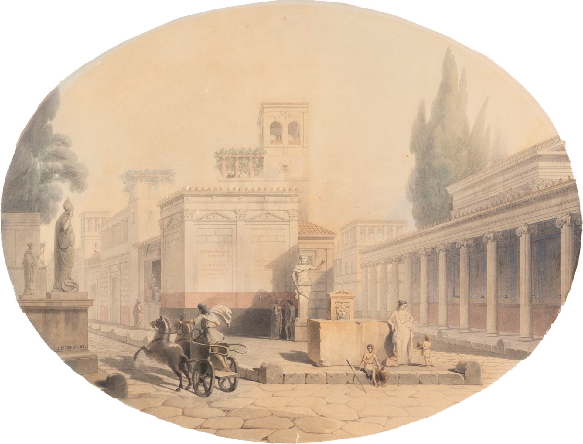 Jules-Frédéric Bouchet (Parigi 1799-1860) - Pompeian crossroads