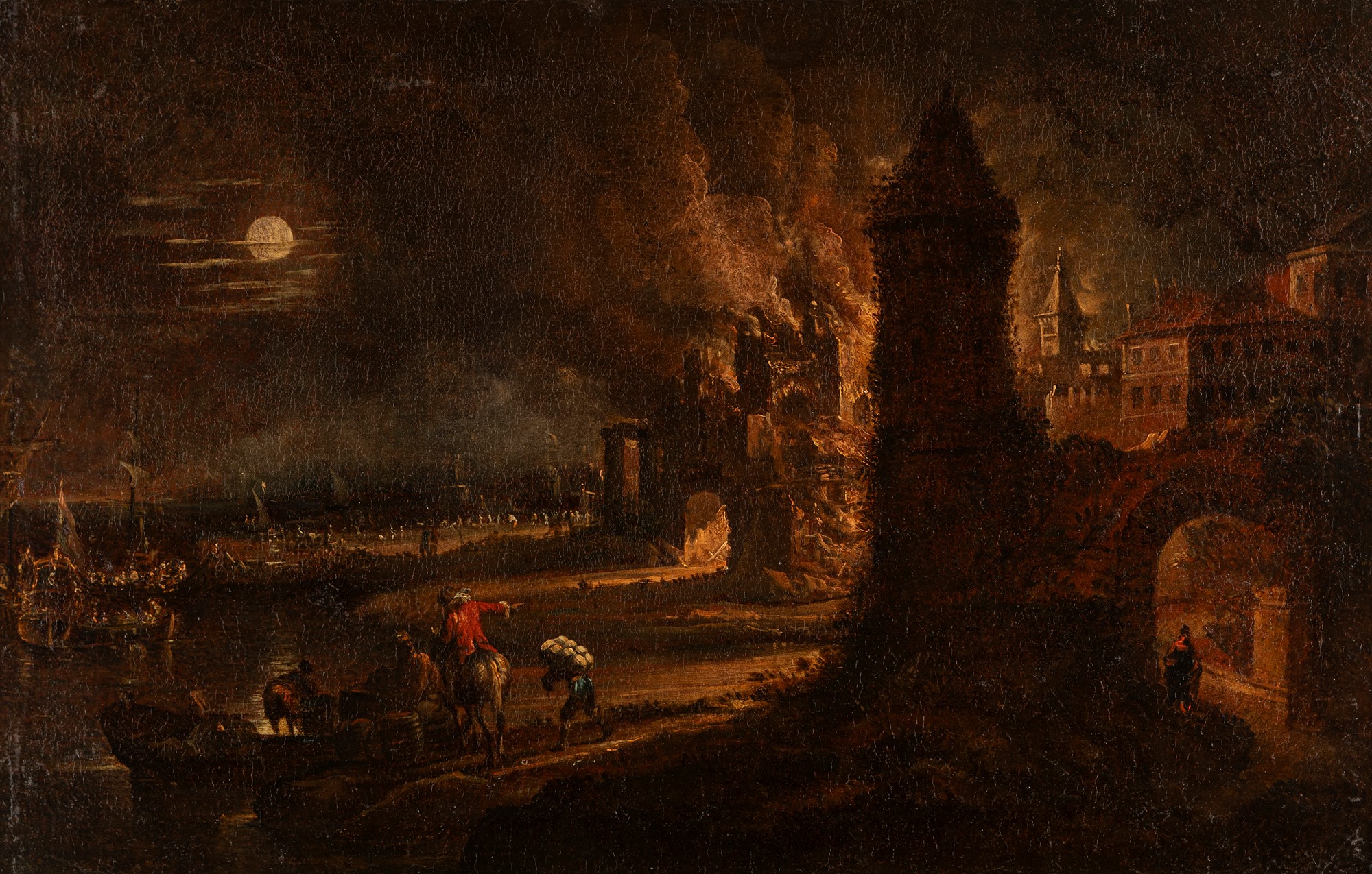 Flemish artist active in Italy, late seventeenth century - early eighteenth century - Night scene wi