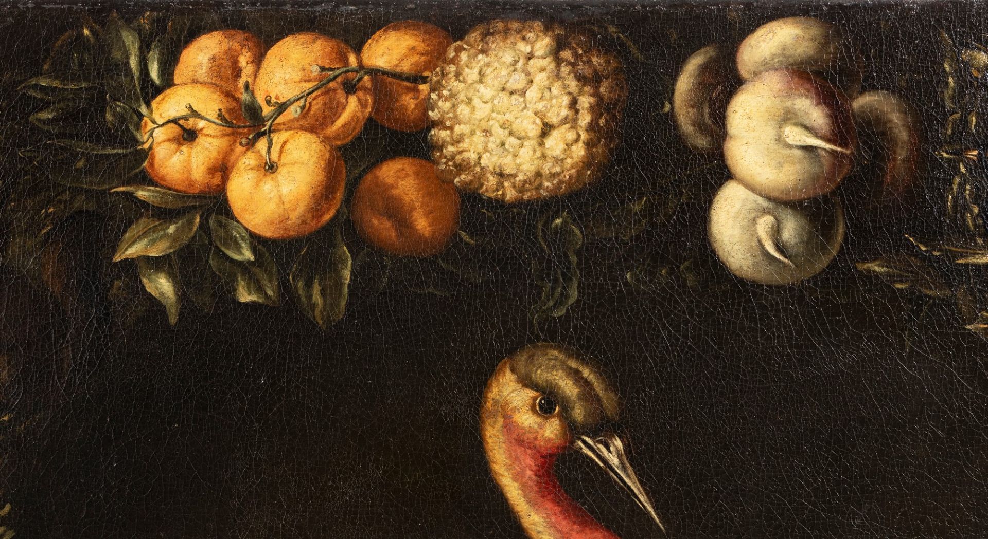 Neapolitan school, XVII century - Garland of fruit and vegetables with birds - Image 5 of 7
