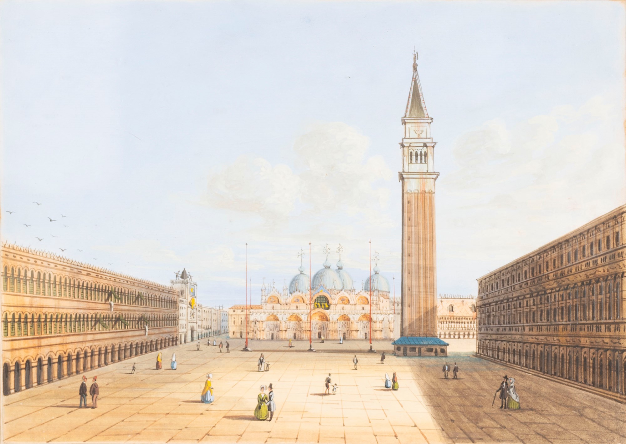 Venetian school, nineteenth century - Venice, Piazza San Marco; and Venice, San Marco Basin - Image 2 of 7