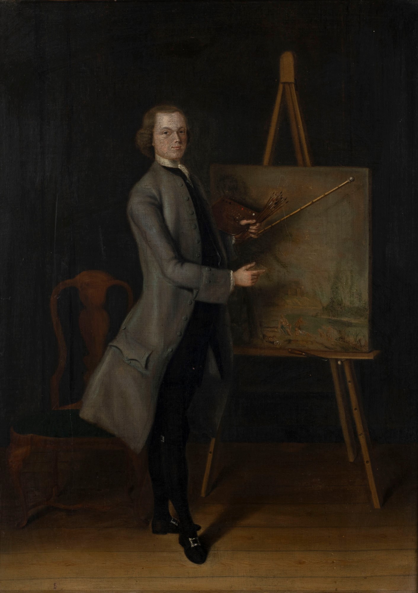 English School, XVIII Century - Portrait of an artist at the easel