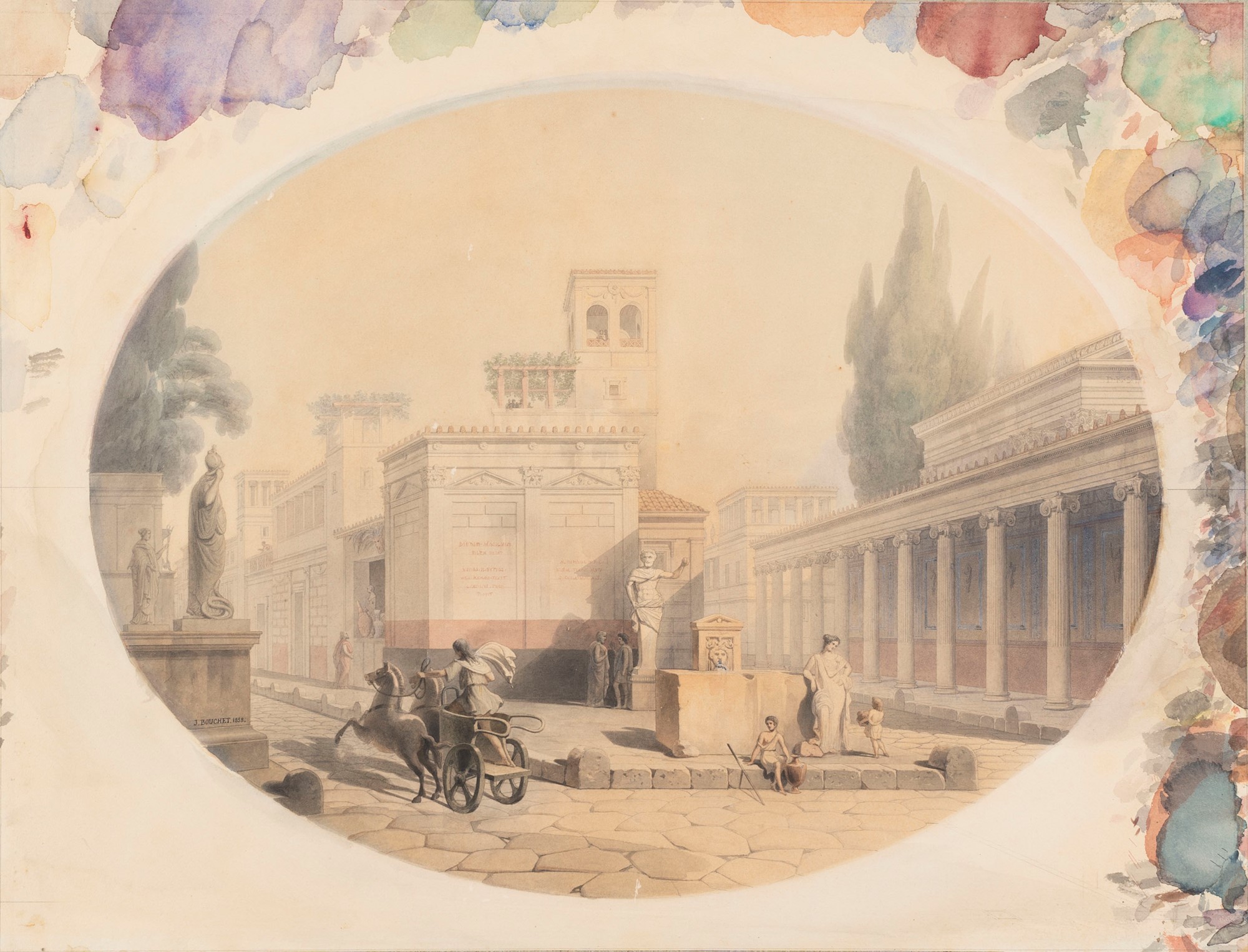 Jules-Frédéric Bouchet (Parigi 1799-1860) - Pompeian crossroads - Image 2 of 4