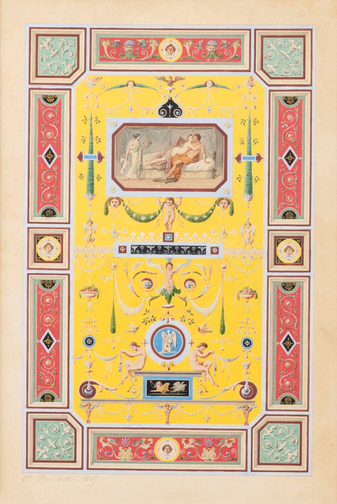 Jules-Frédéric Bouchet (Parigi 1799-1860) - Panel decorated with grotesques