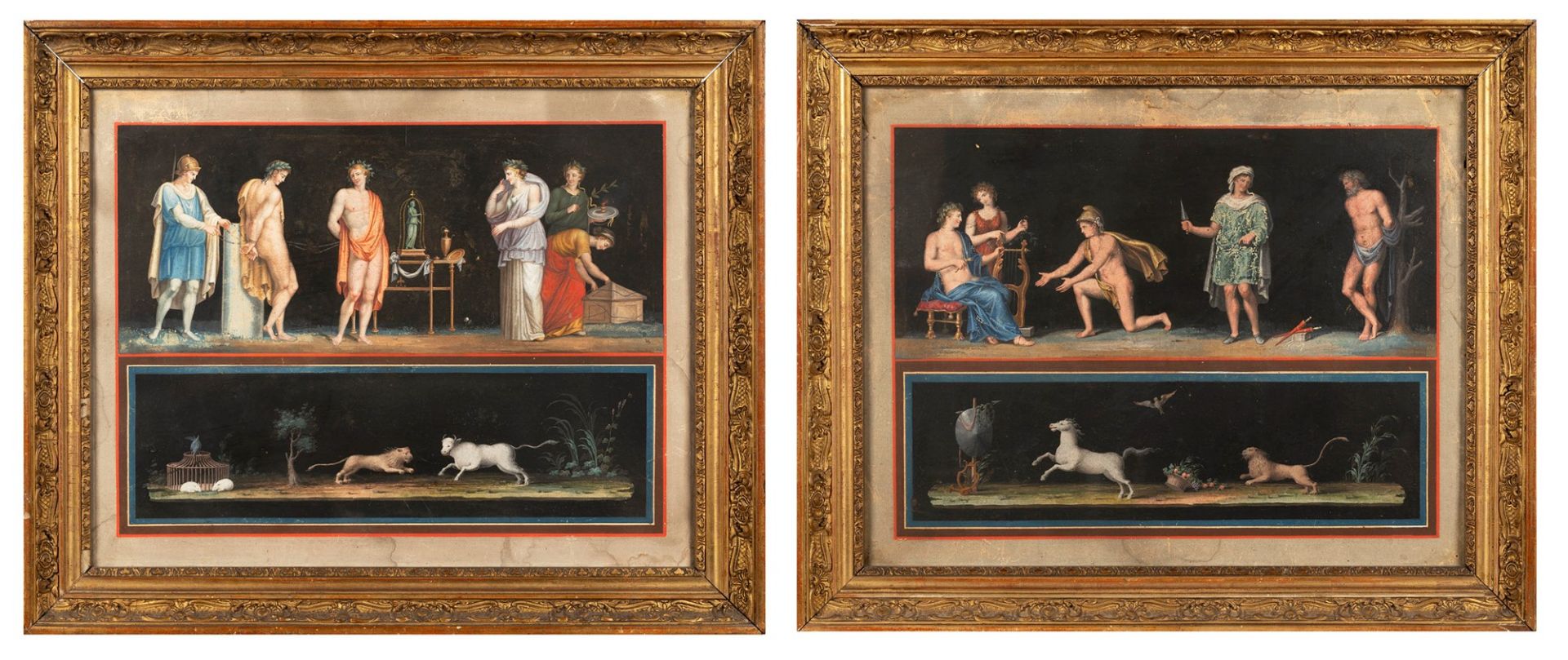 Neoclassical Artist - Two classic scenes: Roman rite; and Apollo and Marsyas
