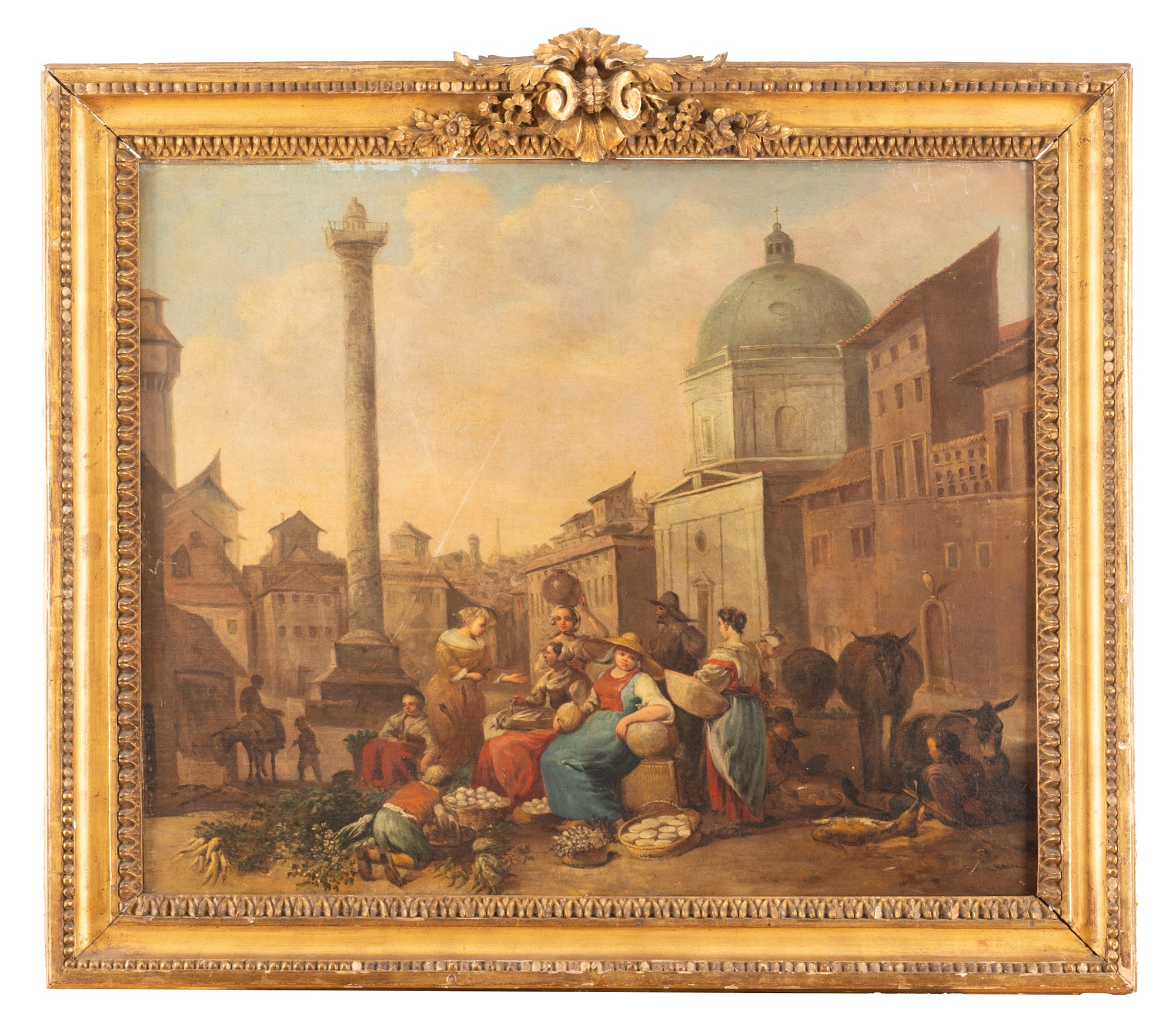 Circle of Hendrick Mommers (1623 - 1693) - Two market scenes with views of Rome in the background - Image 3 of 7