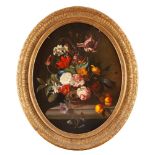 European School, XIX Century - Roses, tulips, daffodils and other flowers in a vase