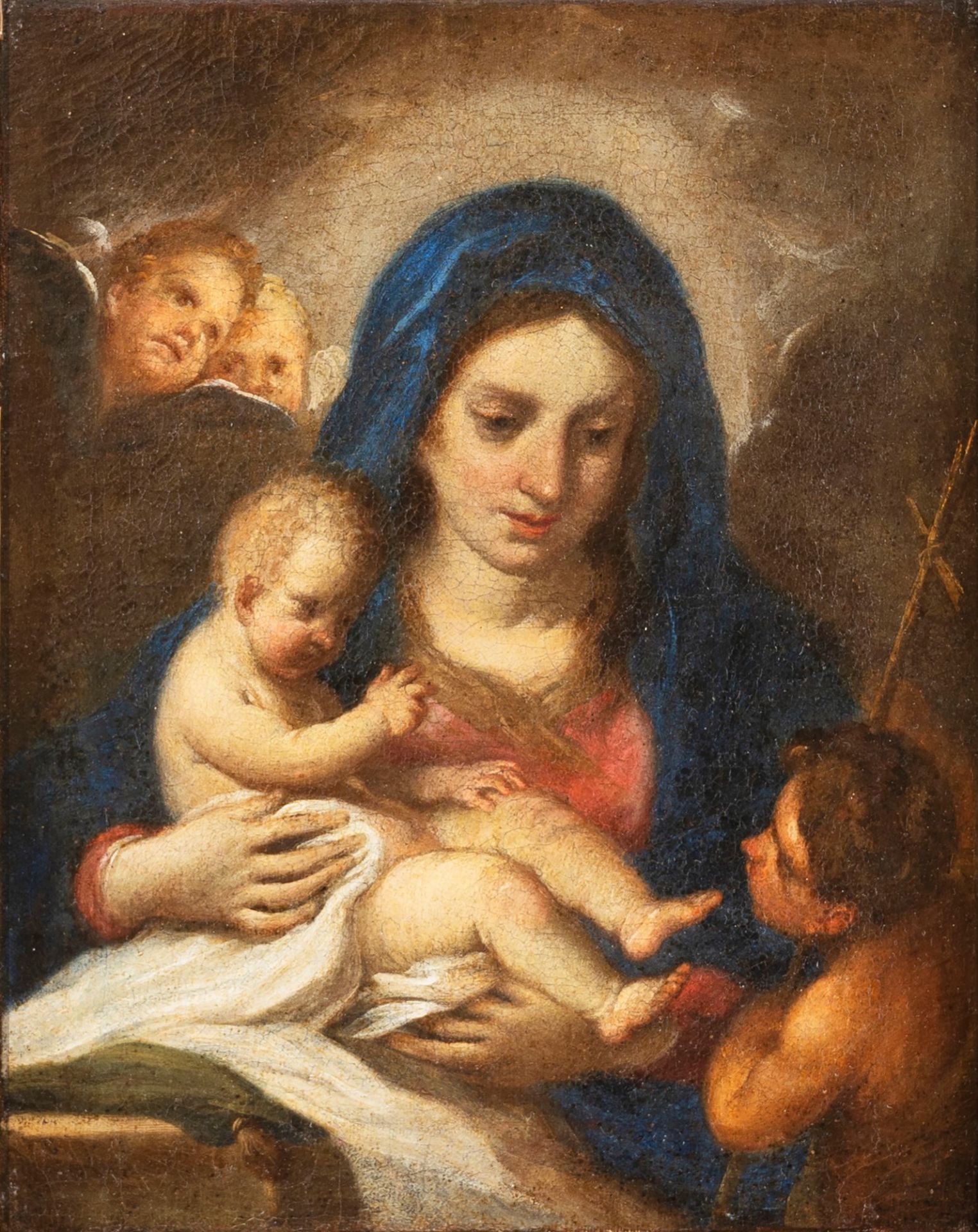 Roman school, eighteenth century - Madonna with Child and Saint John