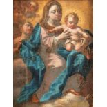 Roman School, XVII century - Madonna with Child and angels