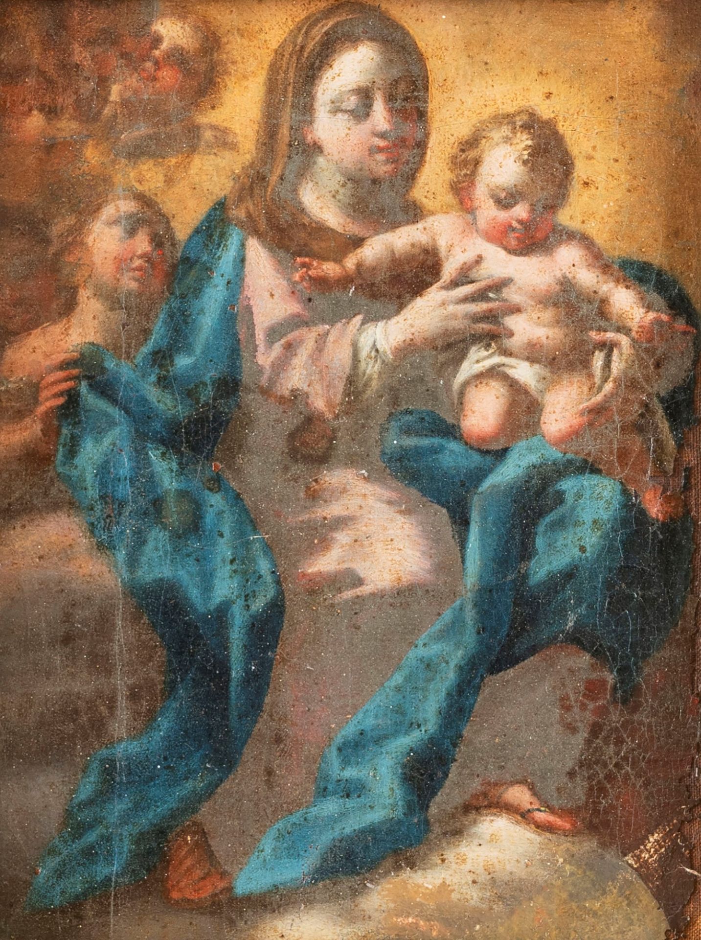 Roman School, XVII century - Madonna with Child and angels