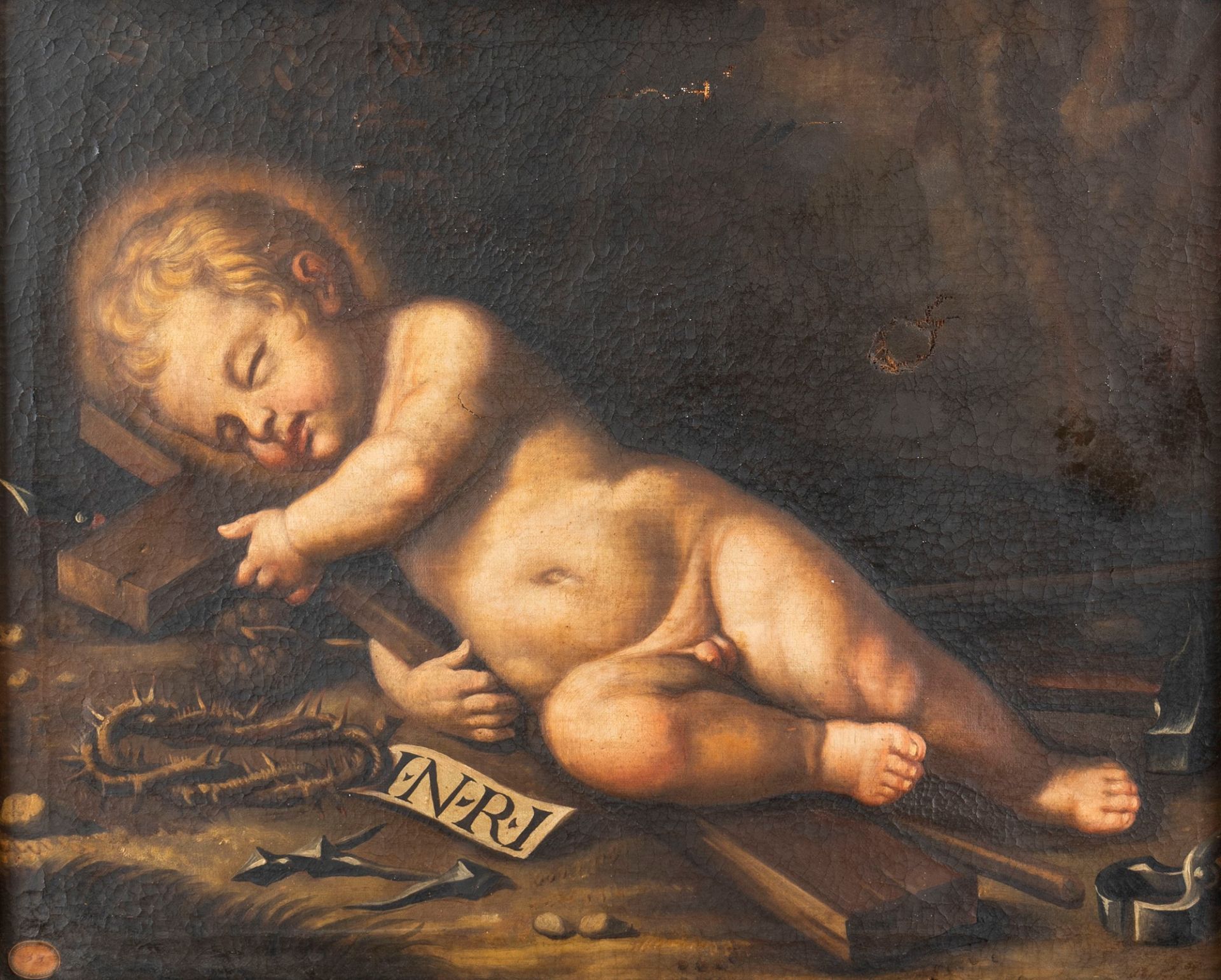 Emilian School, XVII century - Sleeping Infant Jesus with symbols of the Passion