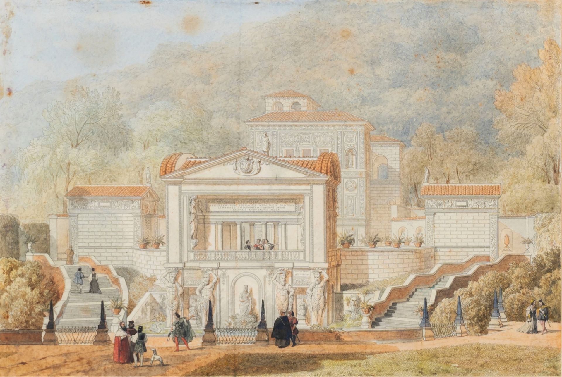 Jules-Frédéric Bouchet (Parigi 1799-1860) - View of the Casino of Pius IV in the Vatican