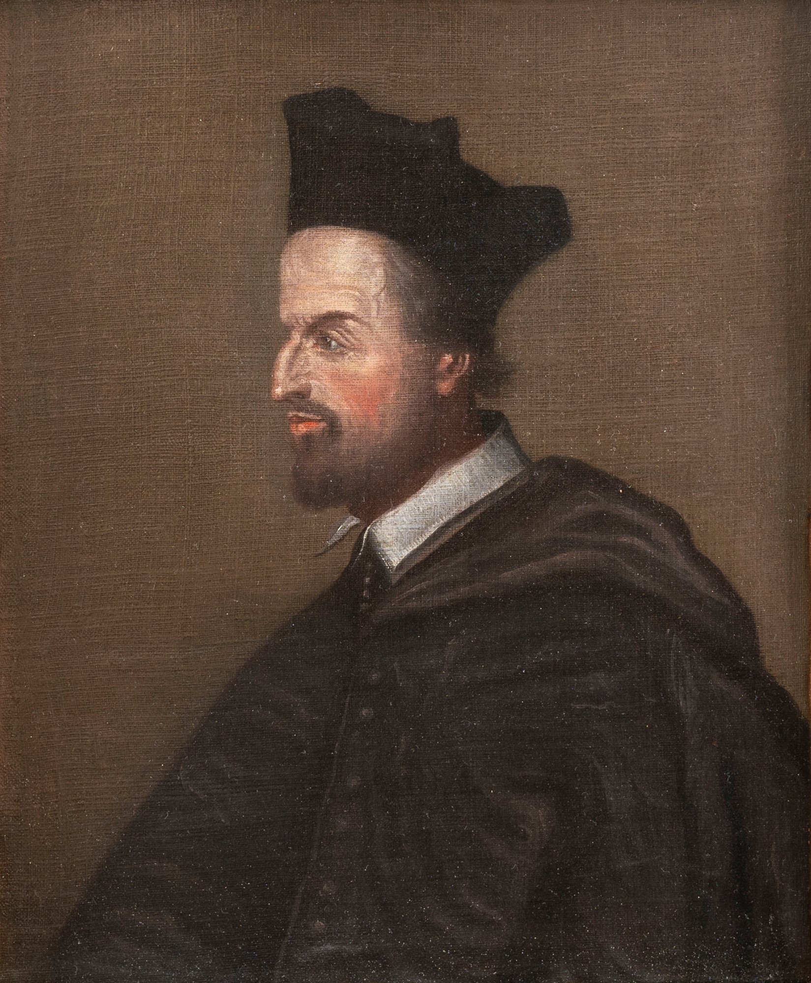 French school, XVII century - Half-length portrait of Cornelio Giansenio in profile